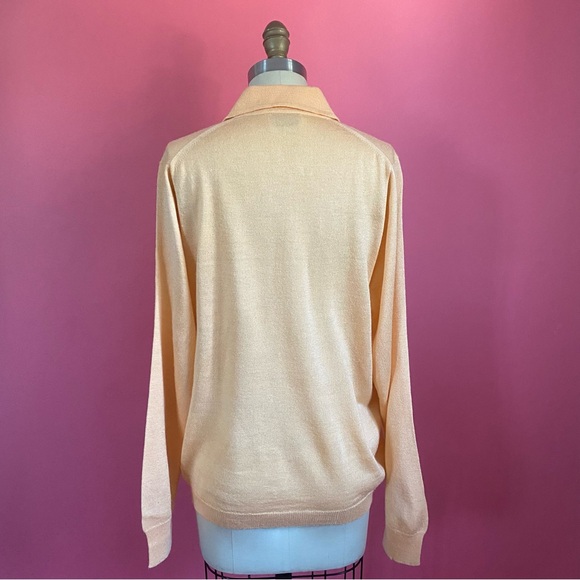 🌈4/$20🌈 Vintage 70s/80s Preppy Pastel Tangerine Orange Sweater Knit Polo M - Picture 7 of 14